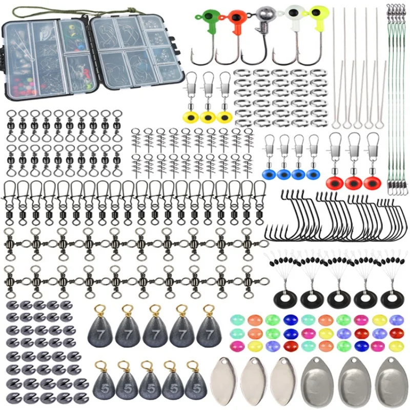 طقم ملحقات طُعم مكون من 246 قطعة: خطافات رأس تهزهز، دوارة، ألواح ضوضاء، مستلزمات صيد الأسماك. #2