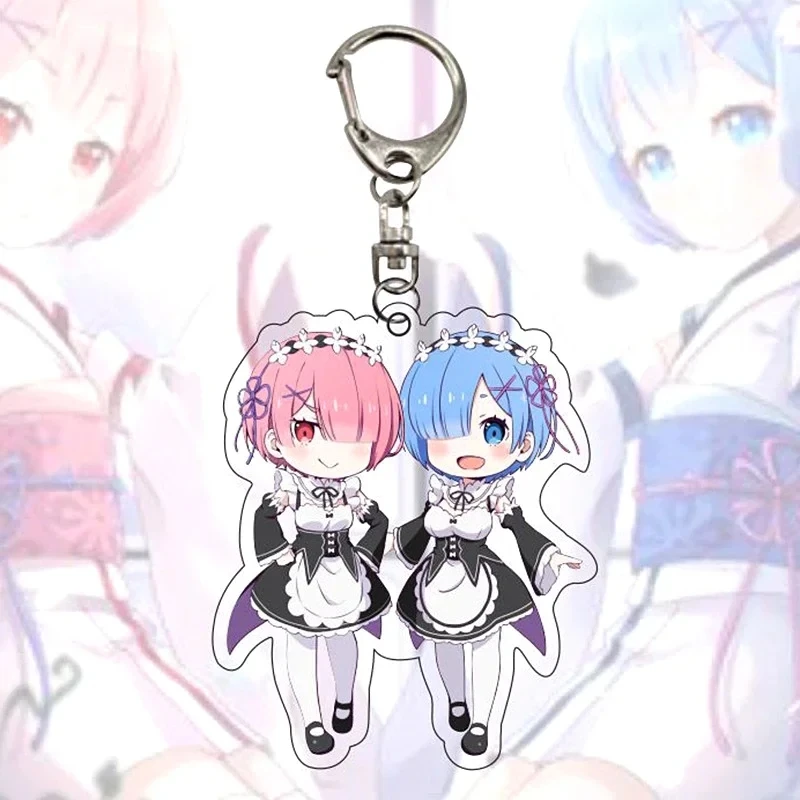 Re:Life in A Different World From Zero Ram Rem Keychains Emilia Beatrice Anime Keyrings Natsuki Subaru Bag Tag Cos Accessory