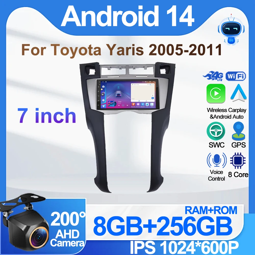 7 Inch Car Radio For Toyota Yaris 2005 2006 2007 2008 2009 2010 2011 Video Multimedia Player GPS Navigation Touch Screen Wifi