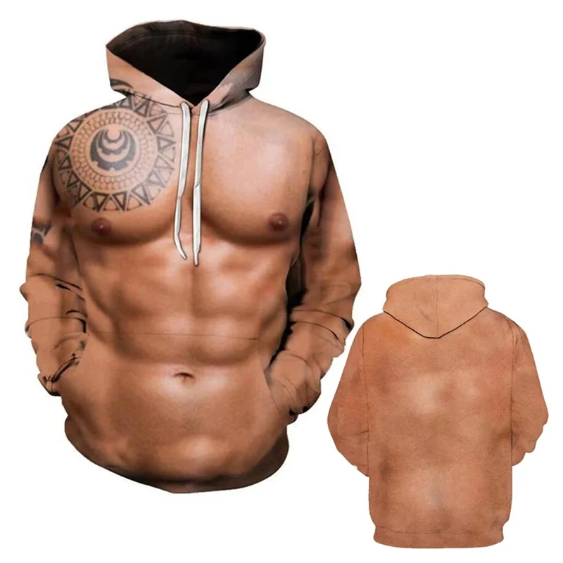 Fashion Fake Muscle 3D Print Hoodies Men's Women Hip Hop Streetwear Sweatshirts Pullovers Harajuku Tracksuits Tops Kids Clothing