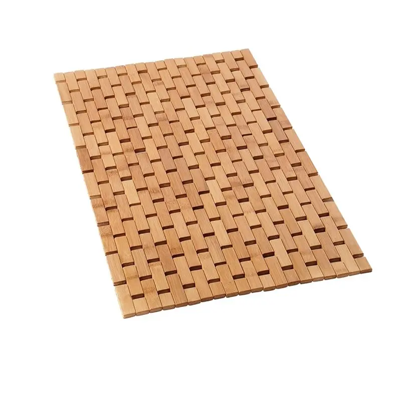 

ABRB-Accessories For Bathroom Sauna Spa Tub Step And Floor-Foldable Bamboo Wooden Bath Mat-24 X 16 X 0.4 In Bathmat