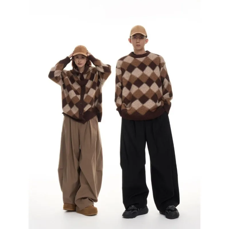 Outono inverno vison cabelo vento preguiçoso camisola homens e mulheres solto americano retro na moda casal camisola de malha casaco superior é simples