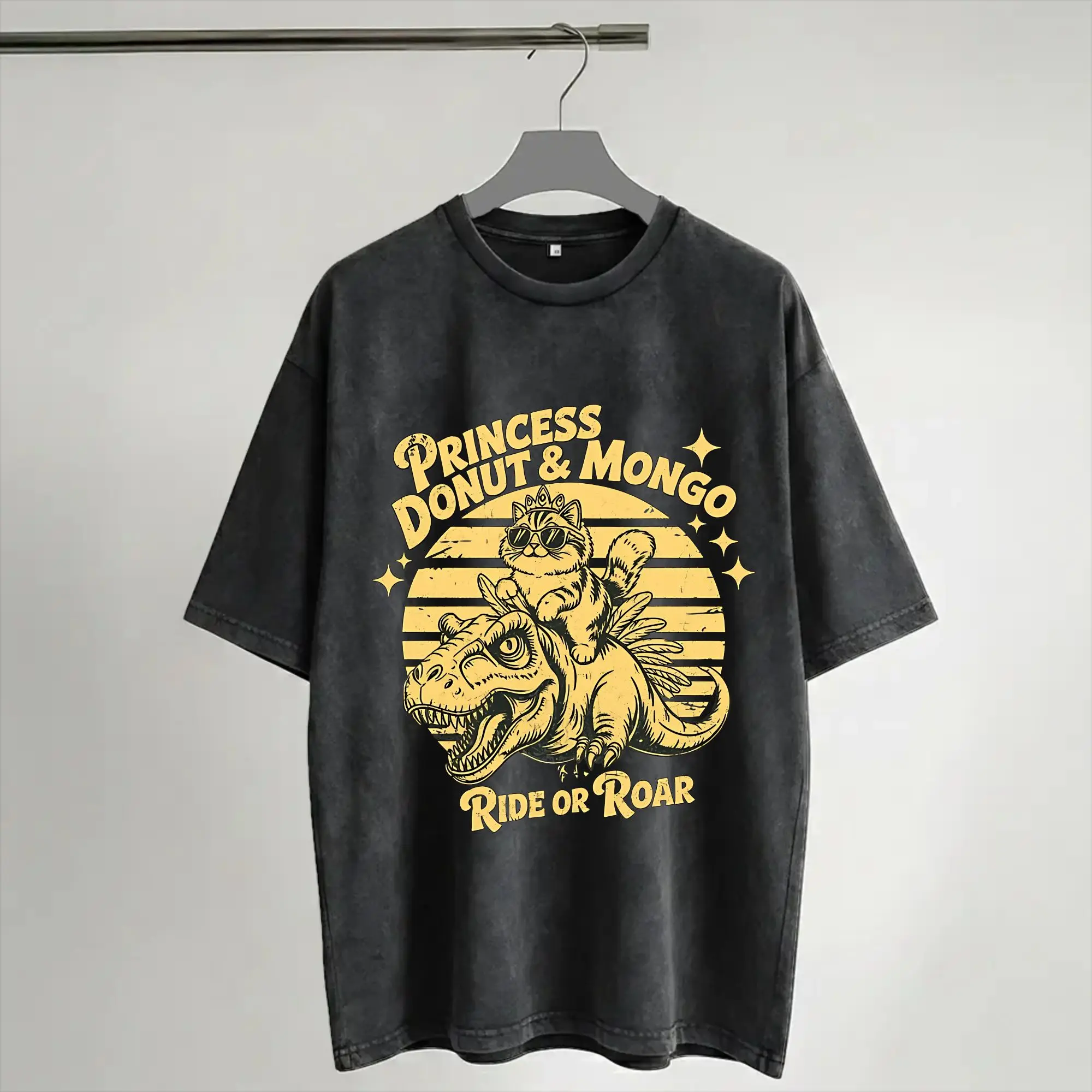 Carl And The Princess Donut and Mongo Dungeon Crawler Carl  Washed T Shirt Streetwear Novelty T-Shirts  Tees Tops Men Women