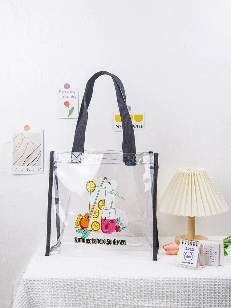 Custom Tote Bag Add Your Print Original Design Fashion Bags Large Capacity Clear Holiday Beach Travel Shoulder Clear Bag