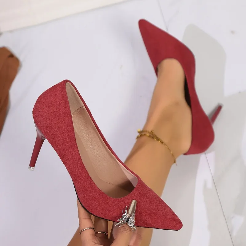 Suede High Heels Women Shoes Sexy Pointed Toe Fashion Shoes Spring Summer Trend Sandals 2025 New Elegant Dress Woman Pumps Shoes