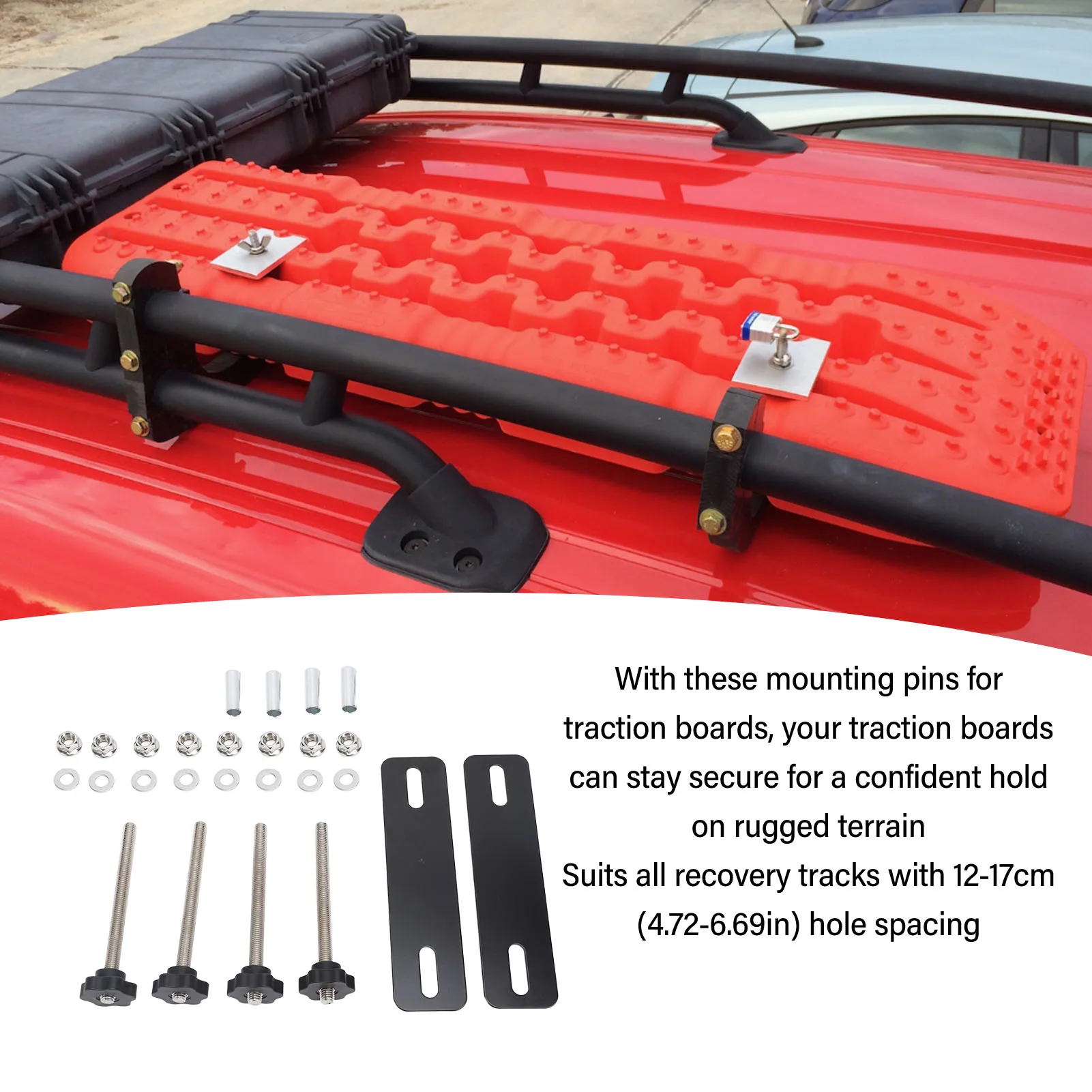 

Traction Board Mount Pin Kit Metal Crack Resistance Recovery Board Mount Pin for 4.72 to 6.69in Hole Spacing