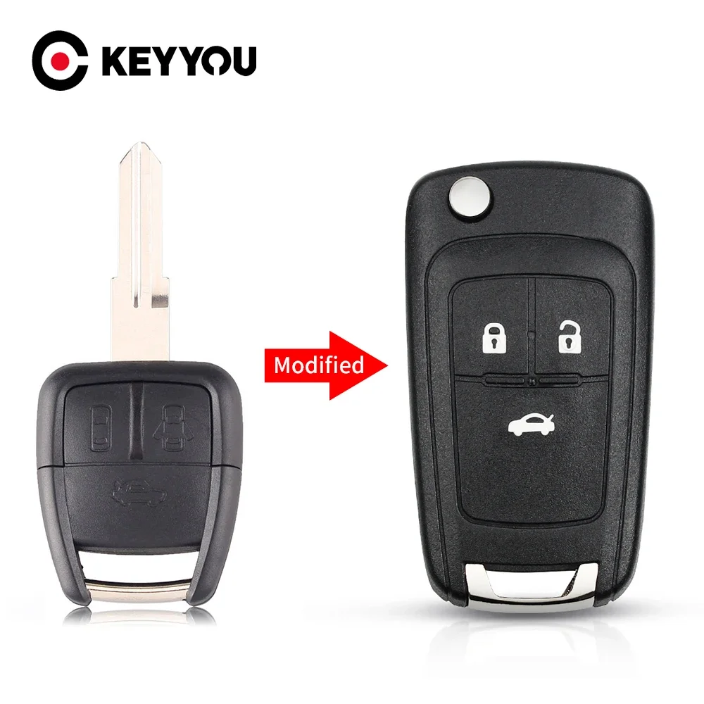 

KEYYOU 2/3 Button Modified Flip Remote Car Key Shell Suitable For Chevrolet Cruze Aveo Auot Key Case Right/left Blade