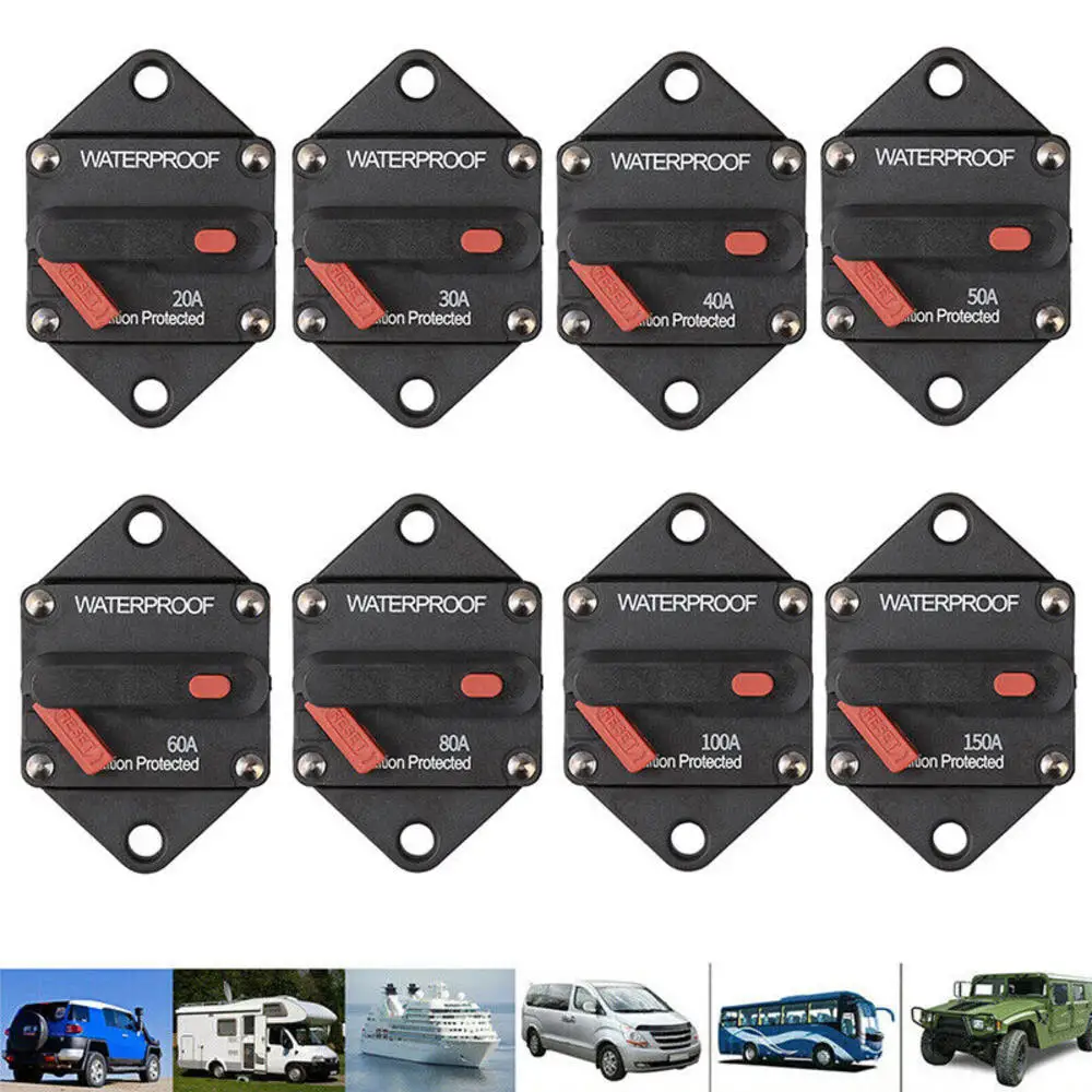 Car Audio Circuit Breaker Reset Fuse for System Protection Circuit Breaker Fuse Reset 12-48V DC Car Boat Auto Waterproof