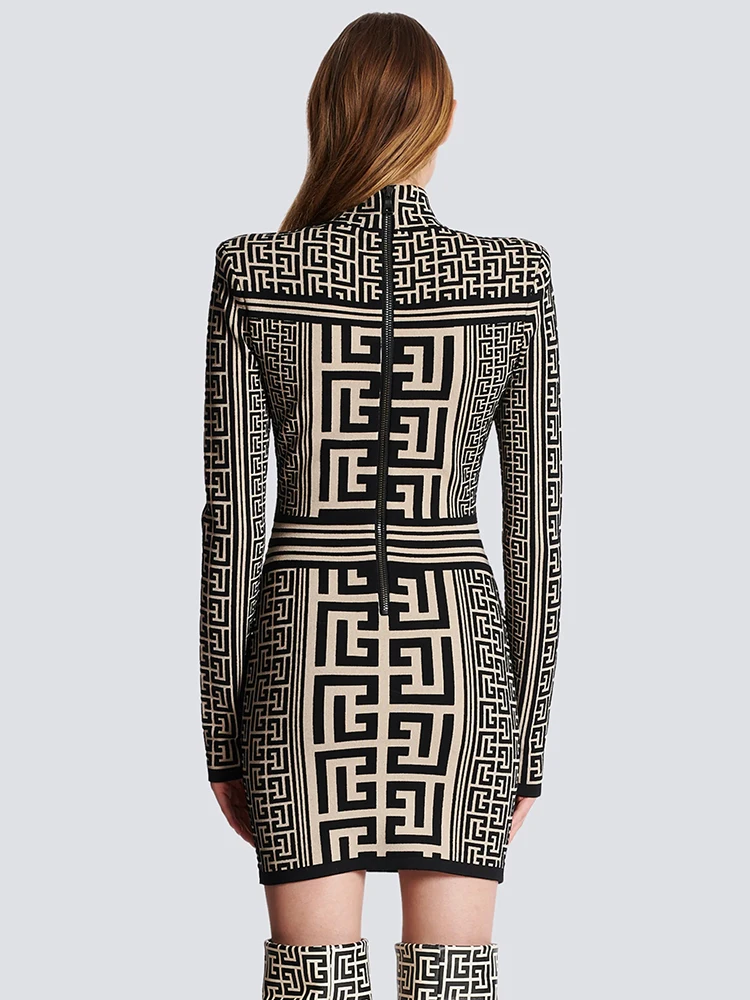 PB Birthday Dress For Women Luxury 2023 Jacquard O Neck Long Sleeves Female Clothing Party Evening Club Sexy Vestido Autumn New