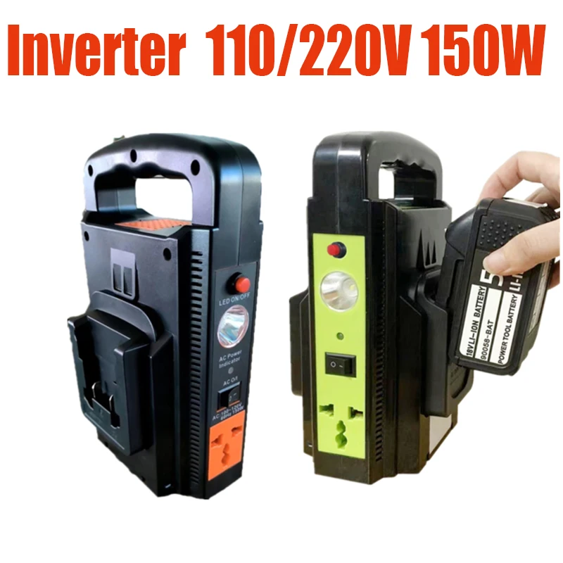 

110/220V 150W 2-Channel Power Supply Inverter with Adapter Charger 24V/3A for Makita 18V Lithium Battery Power Bank Converter