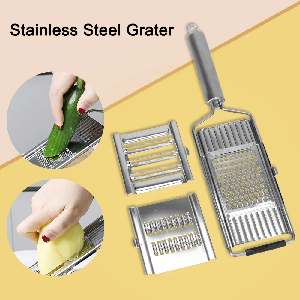 Multifunction Stainless Steel Grater Shredder Cutter Portable Manual Vegetable Fruit Slicer Peeler Easy Clean Kitchen Tool