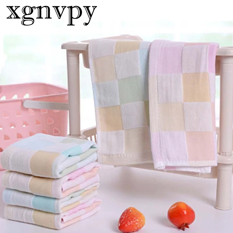 Xgnvpy Reusable Breathable Square Lattice Print Cotton Newborn Handkerchief Wipe Towels Saliva Towels Face Towel