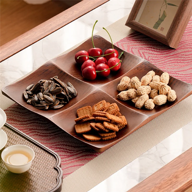 【حار بيع】صينية من الخيزران لغرفة المعيشة - طبق تقديم الوجبات الخفيفة والحلوى الأنيق لمنظم طاولة القهوة المنزلي #4