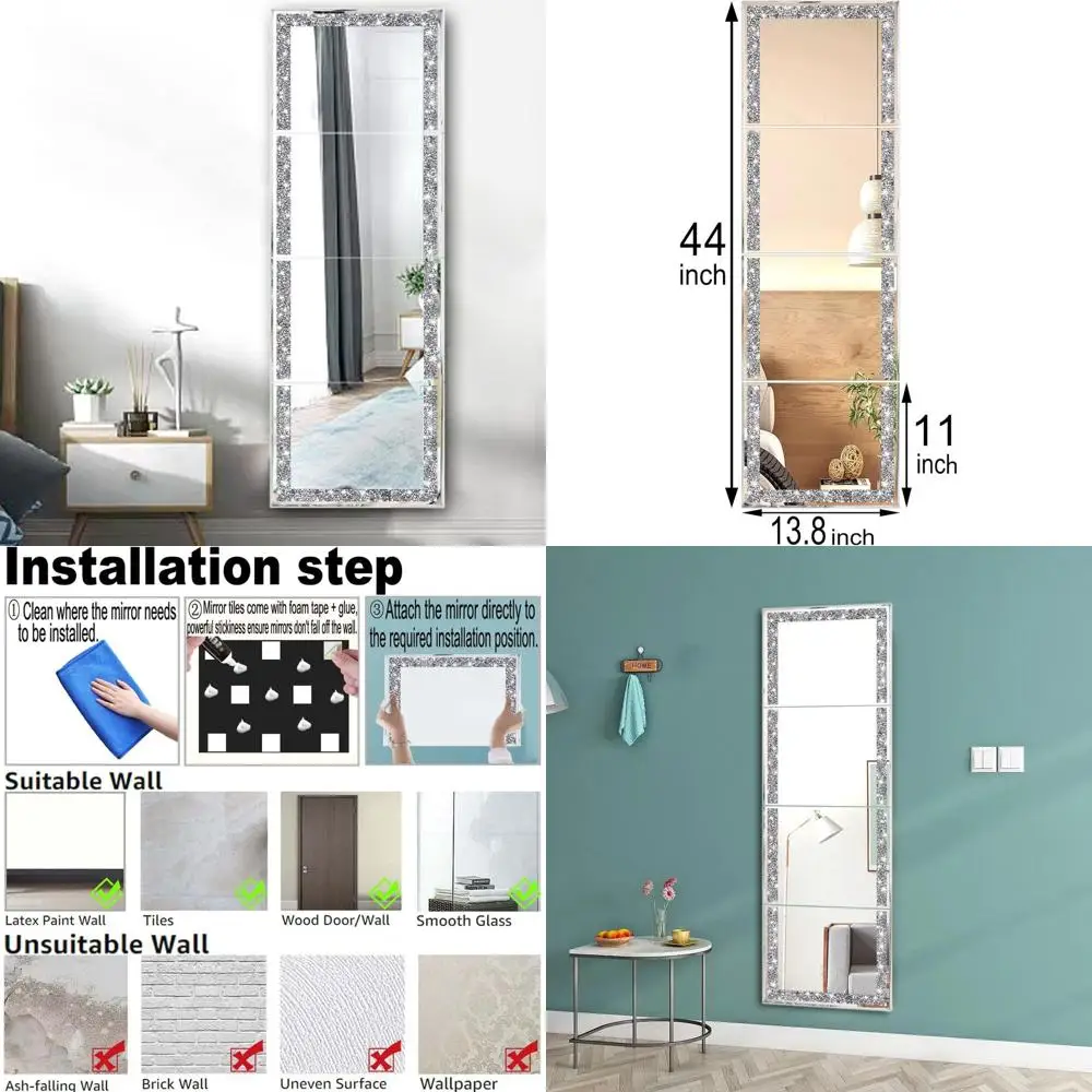 

Набор из 4 настенных зеркал 14x11 дюймов с кристаллами для макияжа и домашнего декора