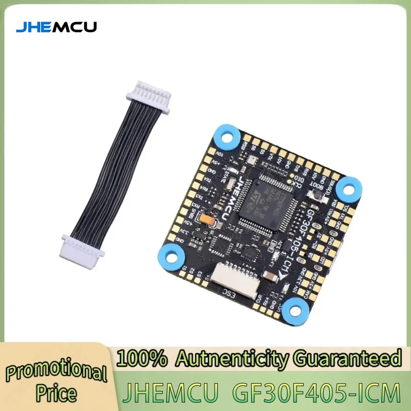 

Полетный контроллер JHEMCU GF30F405-ICM Baro OSD BlackBox с двойным BEC 5В/10В, F405, 3-8S, 30X30мм для FPV дронов и фристайла (запчасти)