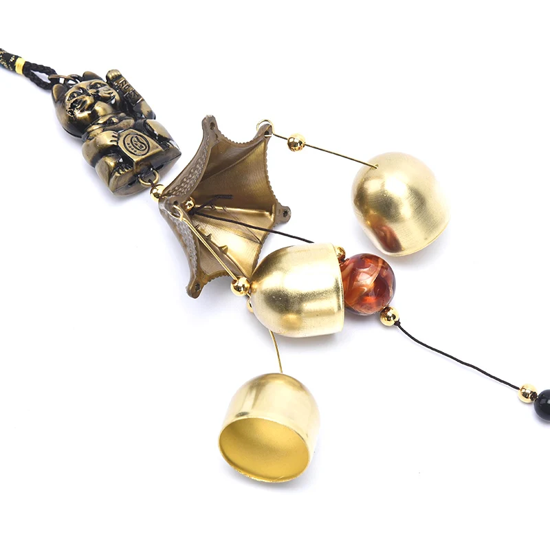 Lucky Cat Feng Shui Pendant Metal Copper Wind Chime Pendant Door Decoration