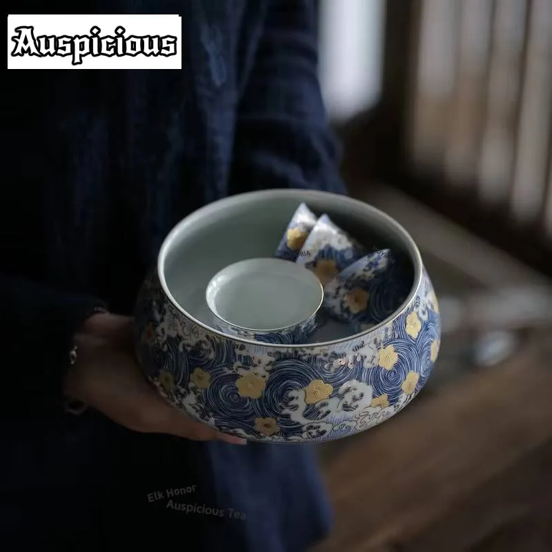 Starry Sky Enameled Color Large Bowls For Chinese Tea Wash Ceramic Kungfu Water Washed Bowl Multifunctional Teaset Accessories