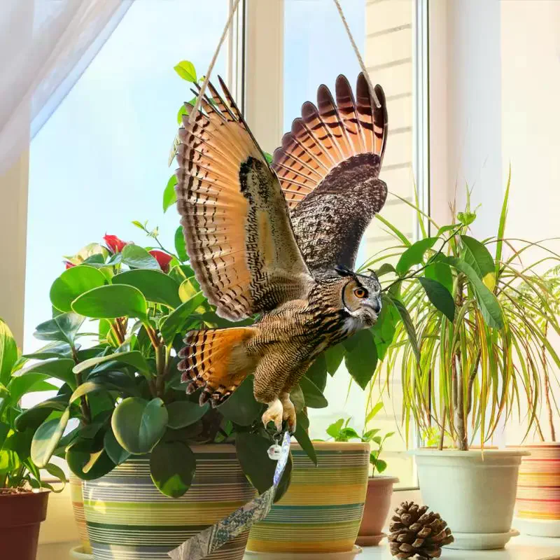 Waterproof Bird Scarer Simulation Owl Bird Repellent Pest Control Artificial Scarecrow With Reflective