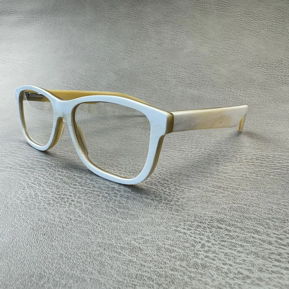 

Оправы для очков винтажные ретро ручной работы из белого рога, для чтения, с диоптриями, мужские, квадратные, с оптическими линзами