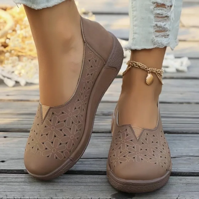 Spring Autumn Women Flats Platform Loafers Ladies Genuine Leather Comfort Wedge Moccasins Orthopedic Slip on Casual Shoes