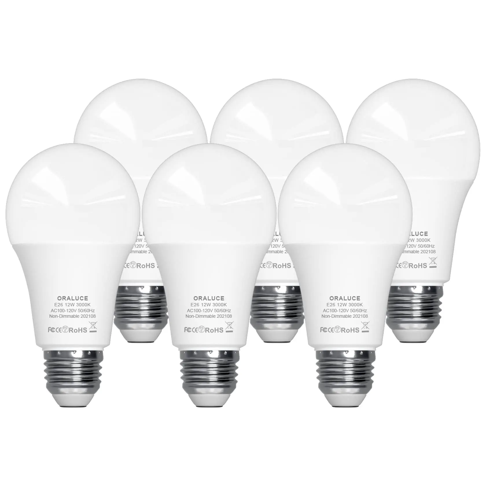 6 Pack LED Light Bulb A19 12W Lightbulbs 100 Watt Equivalent 120V 1200LM 3000K/5000K/6500K E26 Medium Base Energy Efficient