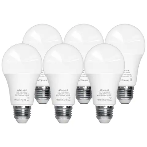 6 Pack LED Light Bulb A19 12W Lightbulbs 100 Watt Equivalent 120V 1200LM 3000K/5000K/6500K E26 Medium Base Energy Efficient