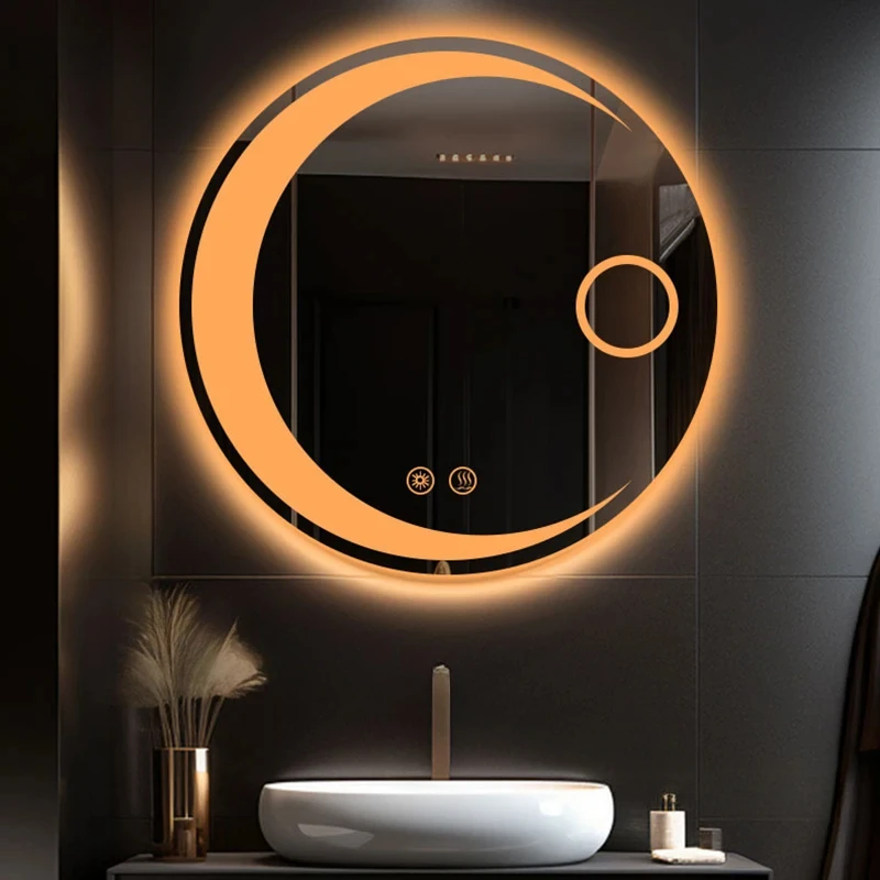 Miroirs de Bain Ronds Modernes pour Chambre d'Hôtel Intelligent, Décoratifs de Dél'offre buage