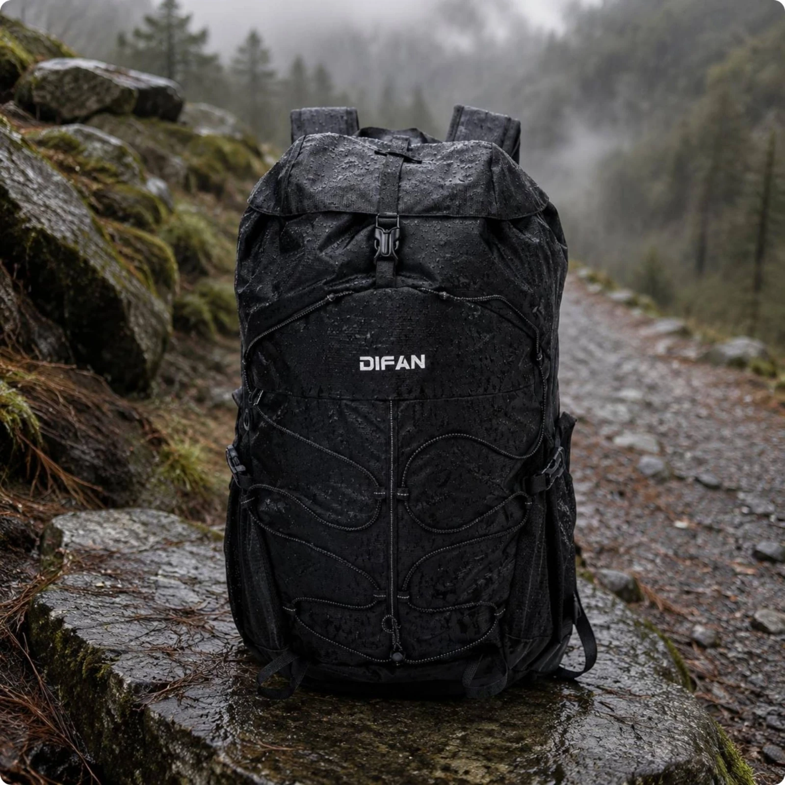 Hiking Backpack Structured Travel Daypack Flap Top Backpack Mesh Pockets Outdoor Bag Padded Back for Day Trips