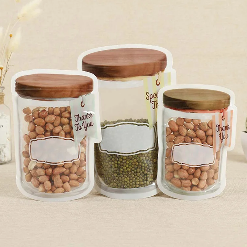 Reusable Mason Jar Bottles Bags Snack Biscuits Food Jar Bag Ziplock Bag Leakproof Reusable Jar Zipper Bags Food Storage Bag