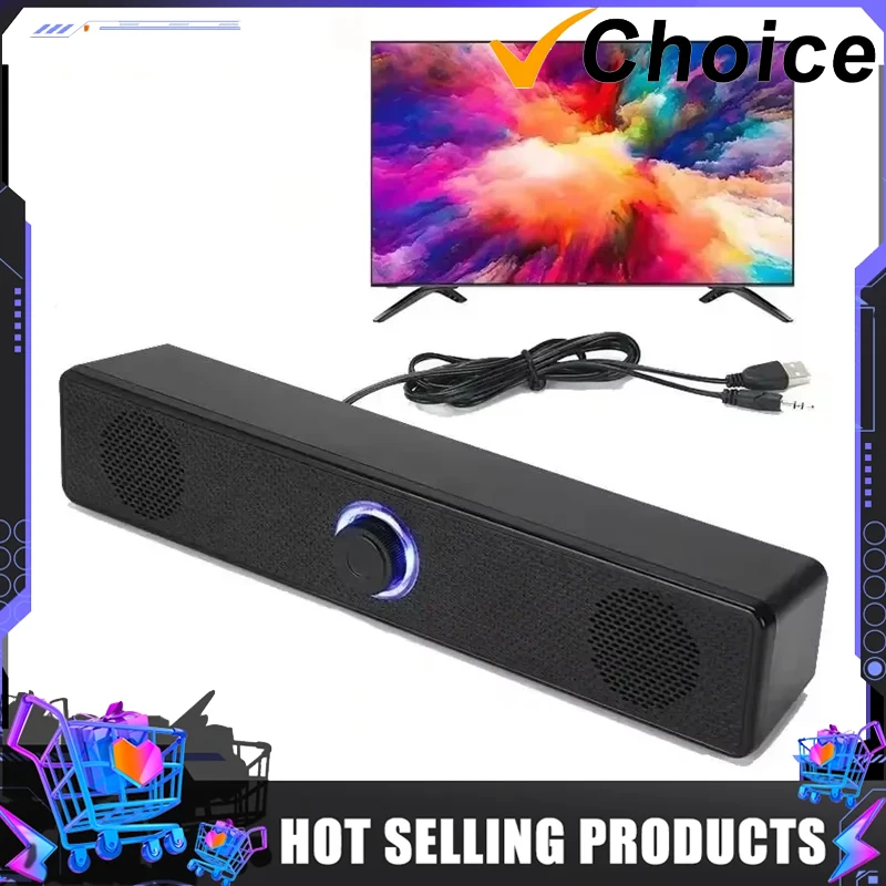 PC Soundbar Wired and Wireless Bluetooth Speaker USB Powered Soundbar for TV Pc Laptop Gaming Home Theater Surround Audio System