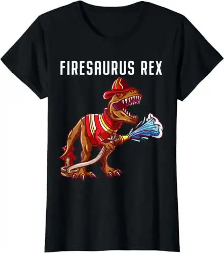 Firefighter T Rex Dinosaur Kids Gifts Shirt For Fireman Boys T-Shirt