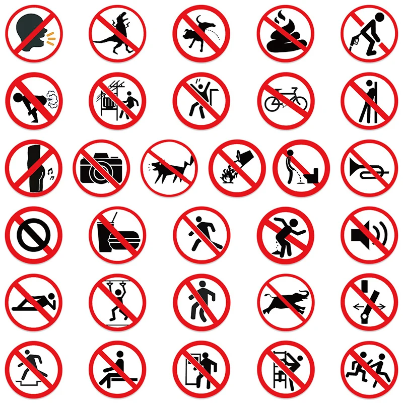 New 62pcs Funny Warning Stickers Danger Banning Sign DIY Decal Car Scooter Motorcycle Suitcase Violation Sticker Classic Toy