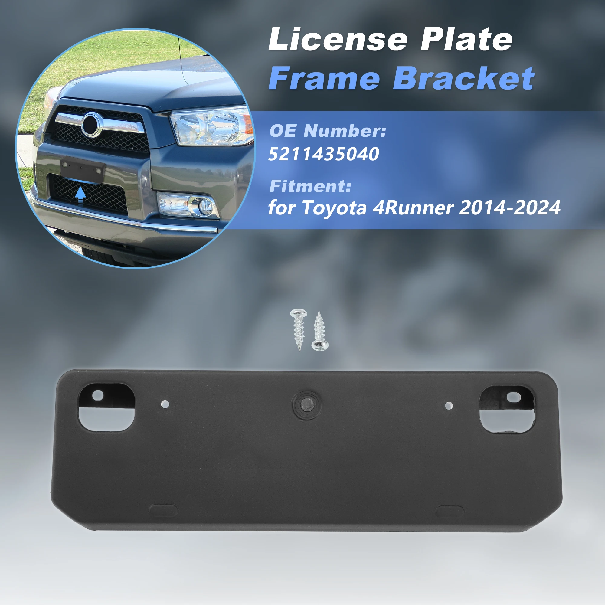 

Кронштейн для номерного знака UXCELL для Toyota 4Runner 2014-2024, держатель номерного знака на передний бампер, артикул 5211435040/TO1068130