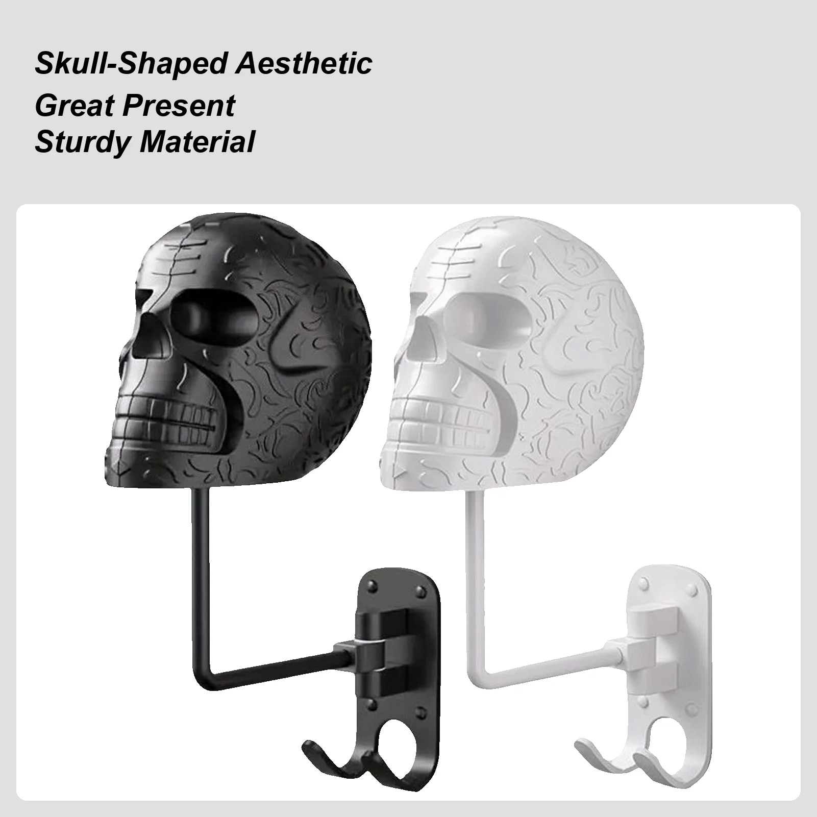 ヘルメットホルダー-頭蓋骨型-帽子ラック-装飾壁掛けヘルメットディスプレイホルダー-ガレージ-玄関-寝室-女性-男性-パーティー用