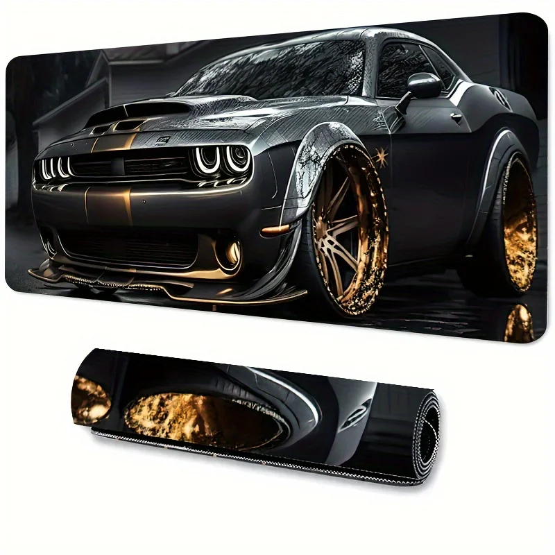 

Sleek Golden Gray Sports Car Mouse Pad 900x400x3MM Extended Non-Slip Rubber Desk Pad for Office table mat PC Gaming accessories