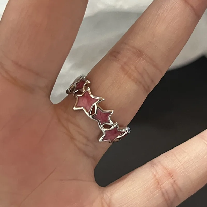 Y2K Kristall Ringe Kpop Herz Einstellbare Ring Unregelmäßige Geometrie Punk Vintage Ringe Set für Frauen Mädchen Neue Mode Schmuck