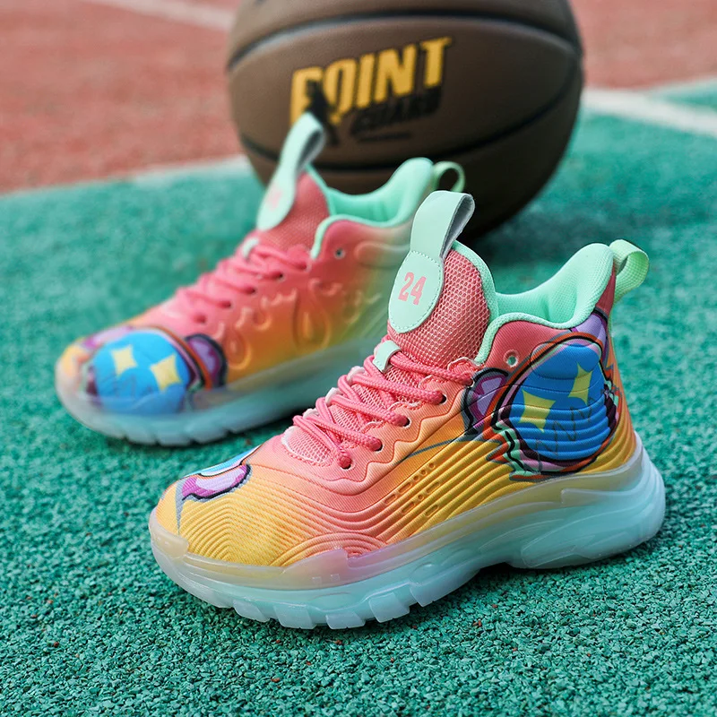 

Basketball shoes men wear absorbing shock rebound sports actual combat college students training shoes new high-top kids shoes