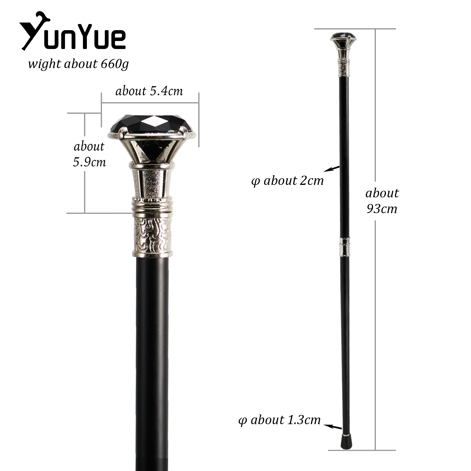 Silber Schwarz Diamant Typ Gehstock Gentleman Elegante Mode Dekorative Gehstock Vintage Cosplay Crosier Knopf Scepter