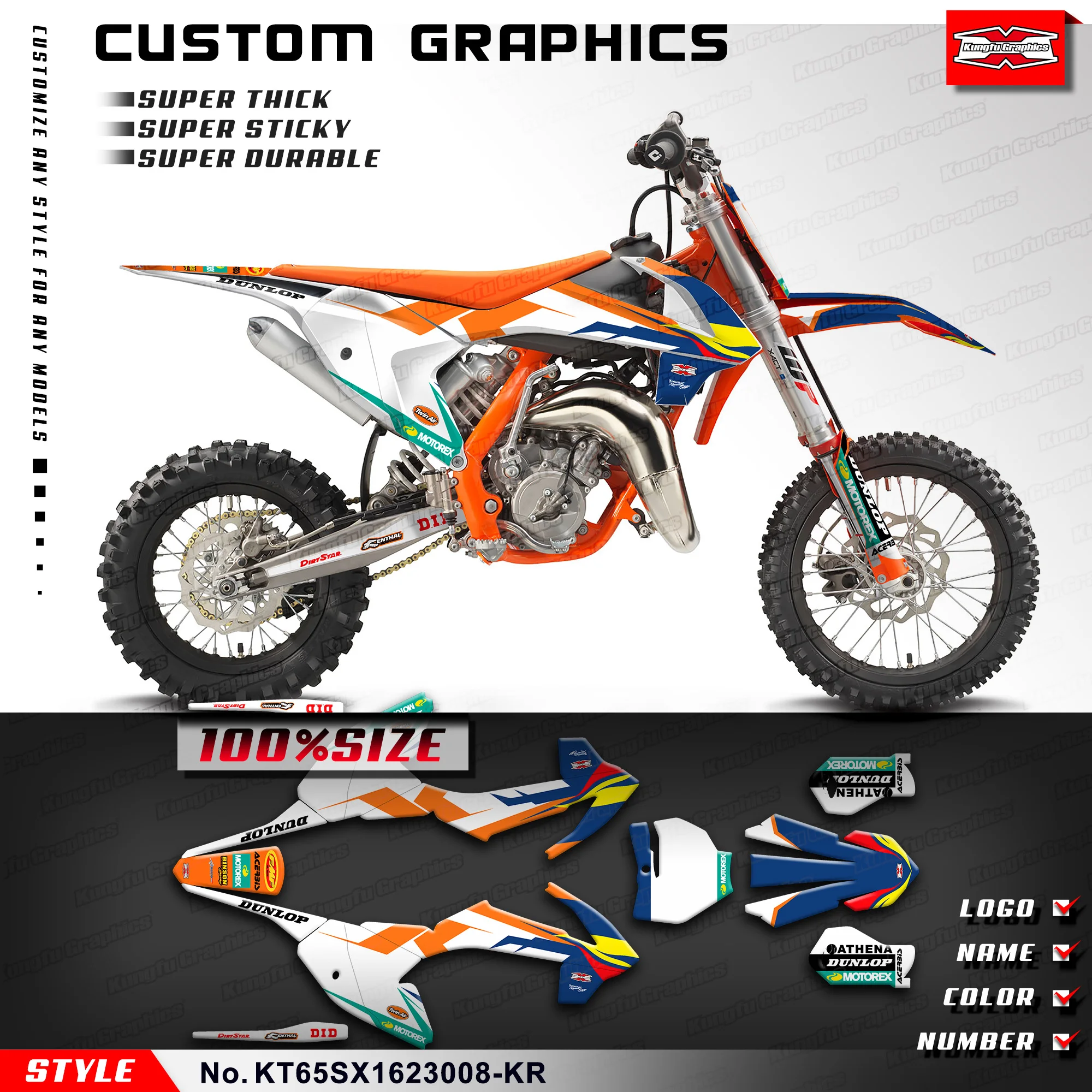 

Motorcycle Stickers Vinyl Decal for KTM SX 65 2016 2017 2018 2019 2020 2021 2022 2023, KT65SX1623008-KR