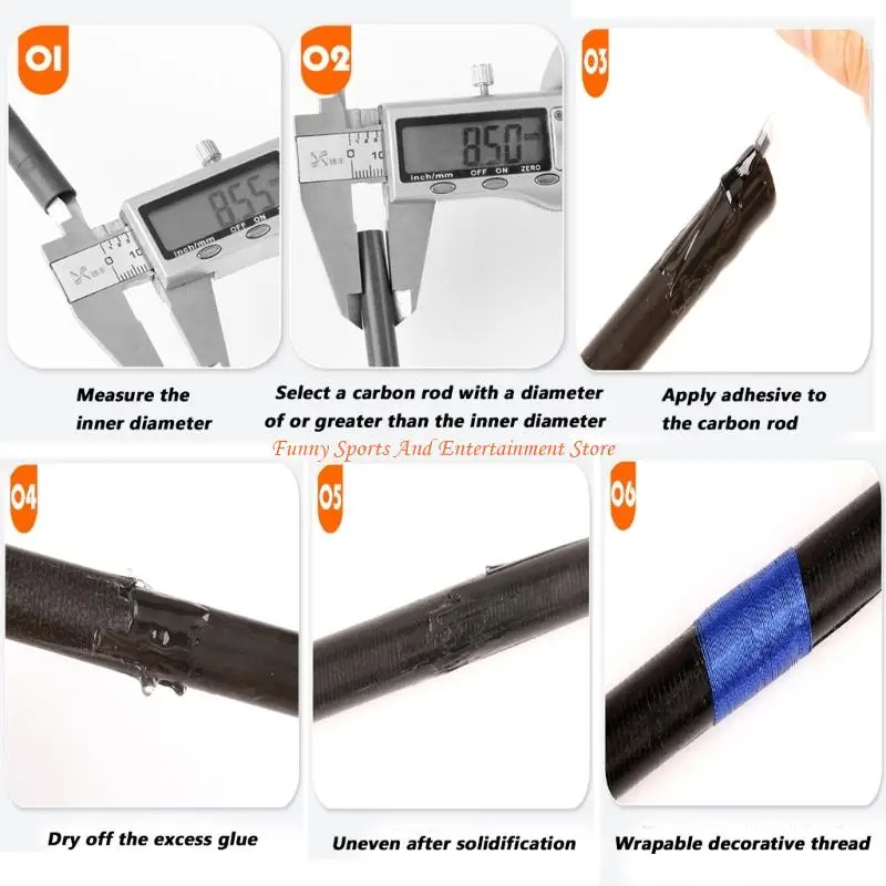 

C4DE Pack of 3 High Strength Carbon Fiber Tube for Easy Rod Fixing and Modification