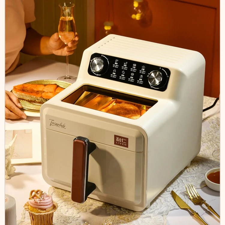 Visible on Air Fryer Household New Uncoated Stainless Steel Visible Electric Fryer Large Capacity French Fry Machine