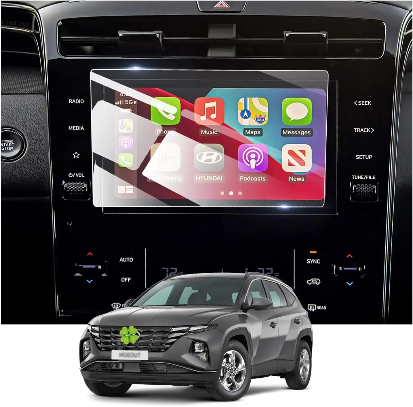 2 Pcs PET film protector For Hyundai Tucson NX4 /Santa Cruz 2022 2023 8 inch lcd gps Navigation Touch Screen Protective film