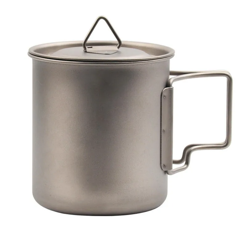 

Wholesale folding handle titanium cup outdoor camping coffee cup