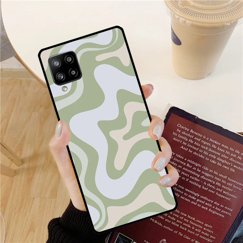 Sage Green Swirl Aesthetic Case For Samsung Galaxy A52 A32 A22 A12 A13 A23 A33 A53 A73 A51 A71 A14 A24 A34 A54 Coque