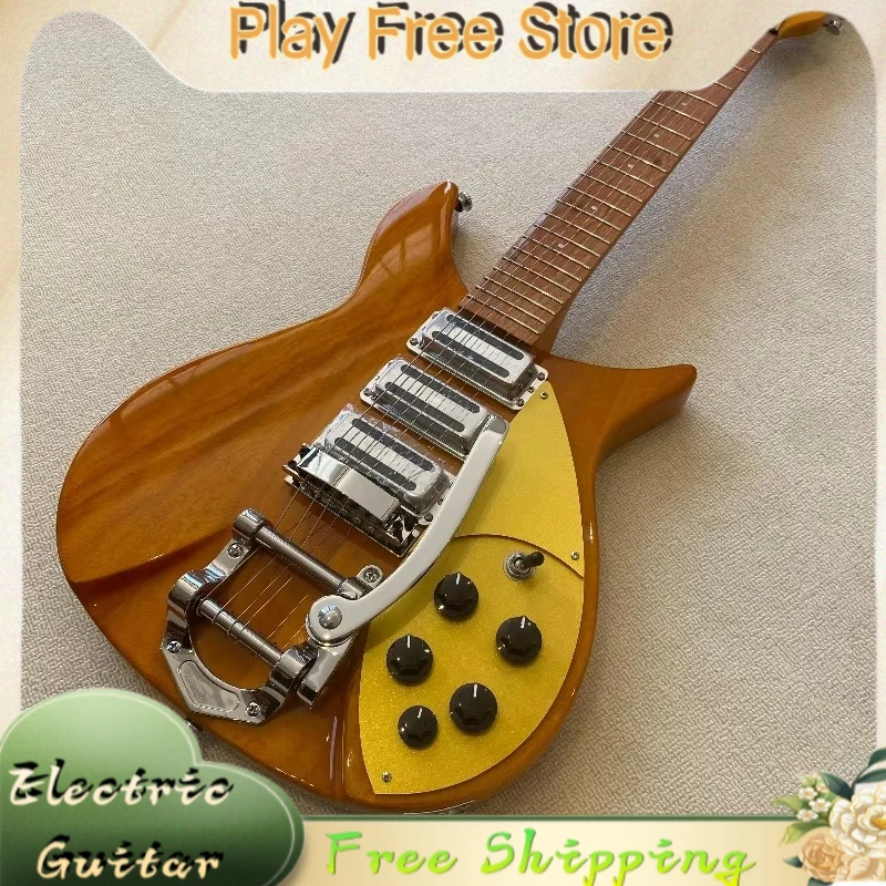 John Yellow 325 Electric Guitar HHH Pickups Amber Natural Color Tremolo Vintage Electric Guitar Offset Shape Free Shipping Hot
