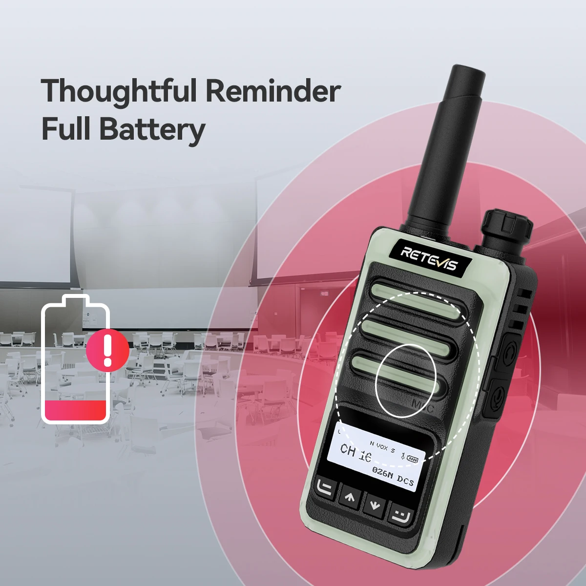 Retevis RB666S Walkie-Talkie PMR446 Lizenzfreies Walkie-Talkie Tragbares Typ-C-Schnelllade-VOX-Radio für den Notfall im Hotel Mall – Detail 8