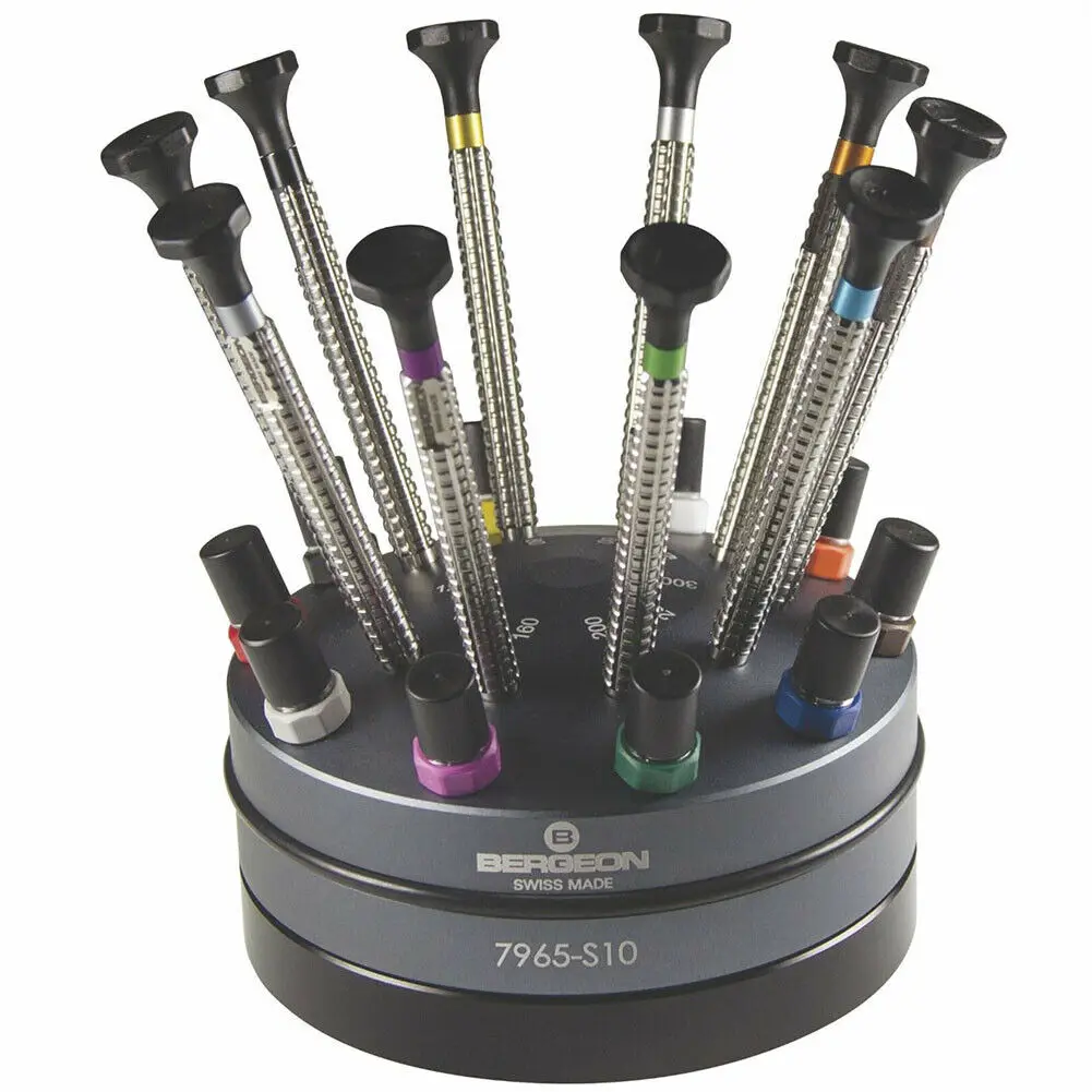 Bergeon 7965-S10 Set Of 10 Screwdrivers On Special Profile Stand