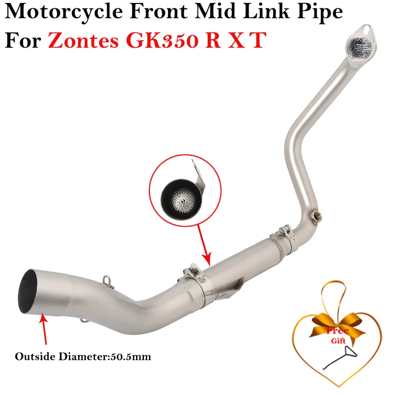 

Slip On For Zontes GK350 GK 350 R X T Motorcycle Exhaust Escap System Muffler Front Middle Link Pipe 51MM Stainless Stee