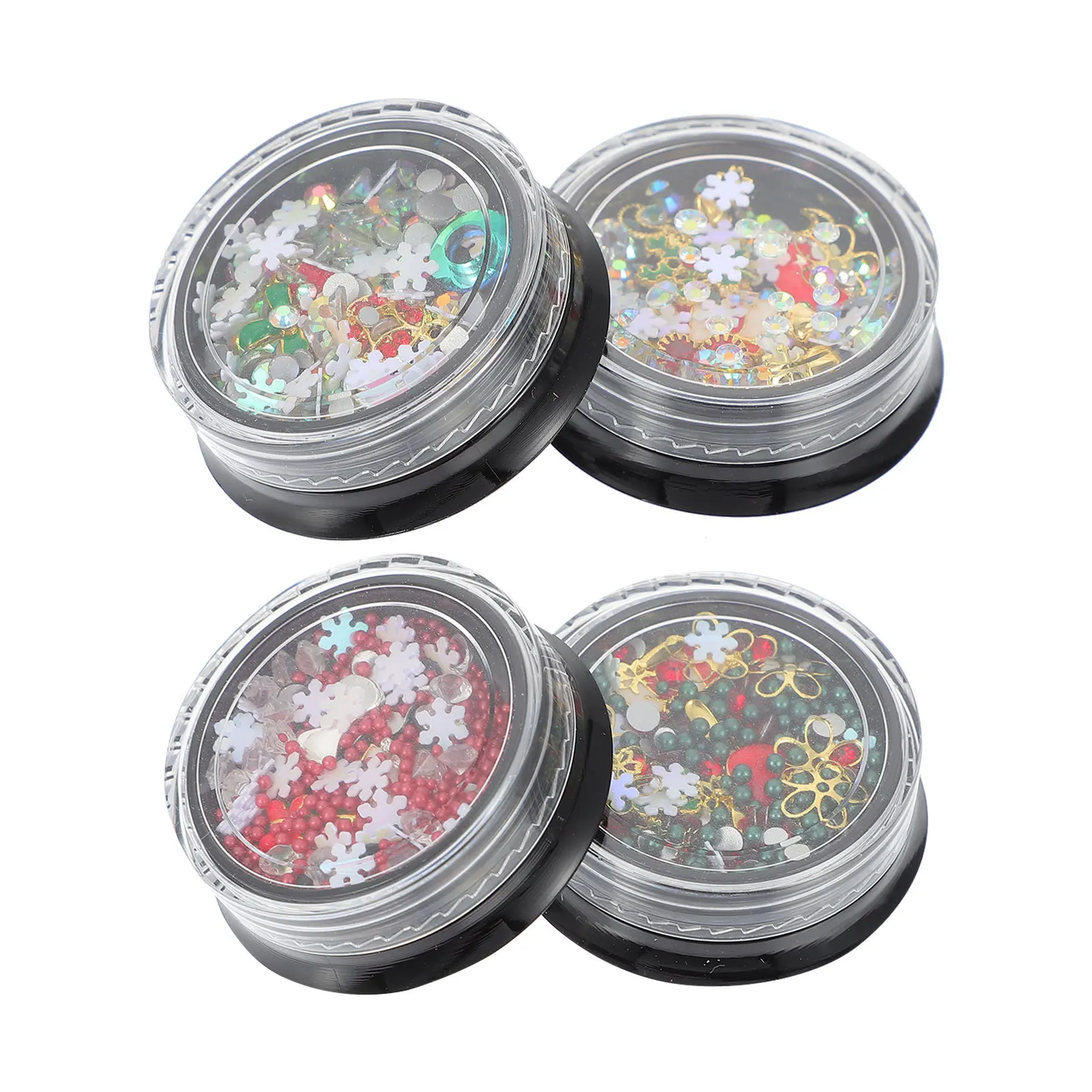 

4 Boxes Christmas 3D Alloy Nail Charms Fashionable Xmas Manicure Ornaments DIY Manicure Decors Xmas Nail Decors