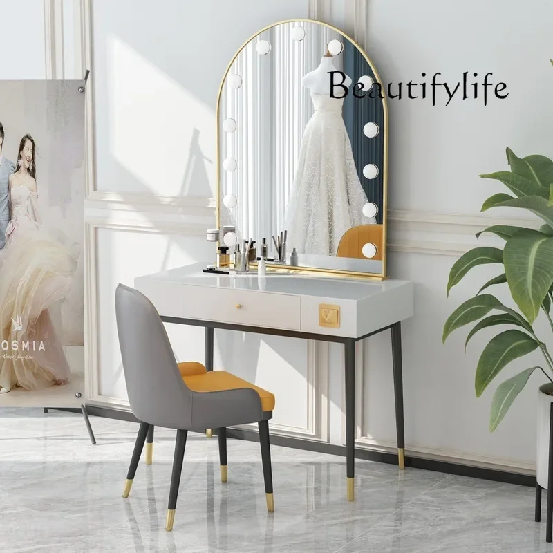 Meja Rias Modern Sederhana dengan Cermin, Meja Rias Profesional untuk Fotografi Pernikahan, Meja Rias Studio Salon Kecantikan